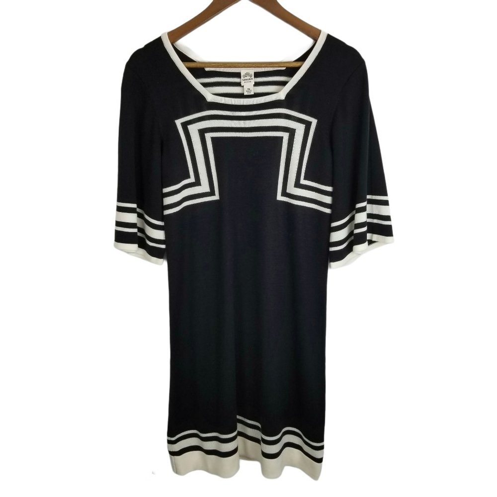 Sangria Flared Sleeve Knit Stripe Colorblock Dress